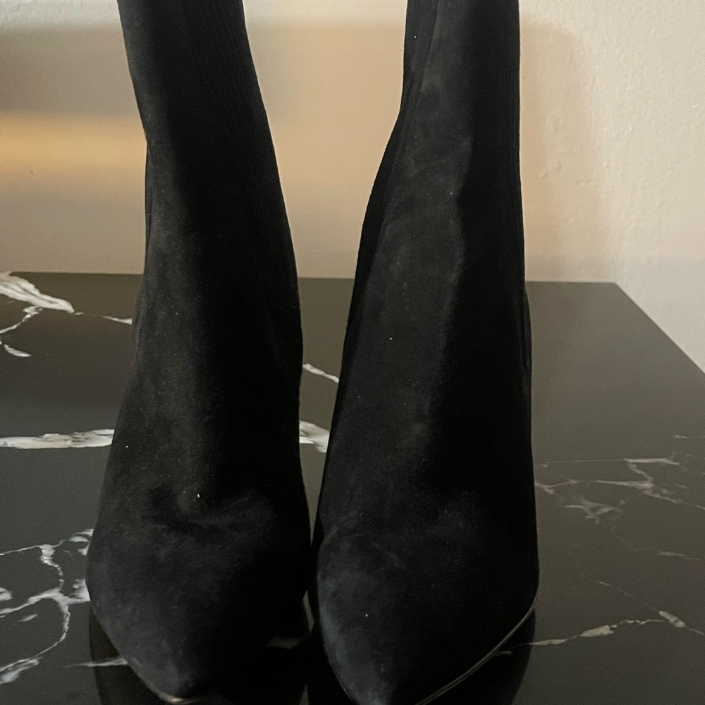 Via Spiga Black Suede Heeled Boots